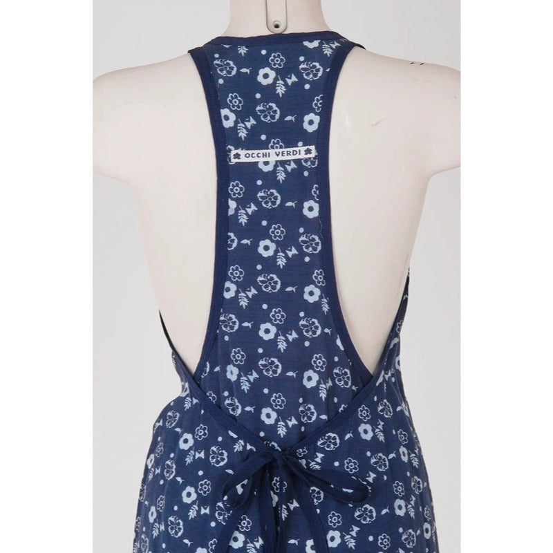 Abito Vintage La Perla Copricostume Blu Floreale Mare Beachwear S/M