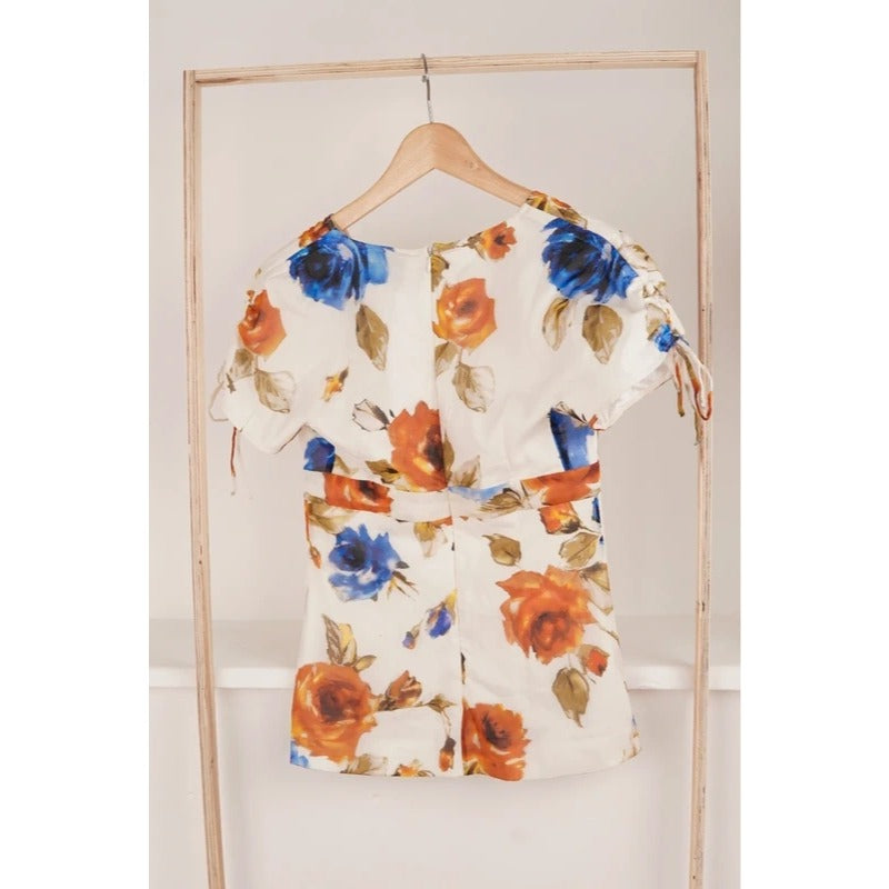 Top Dolce & Gabbana in seta floreale con scollo a V taglia S