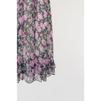 Vestito copricostume floreale seta velata vintage con inserti in pizzo nero S/M