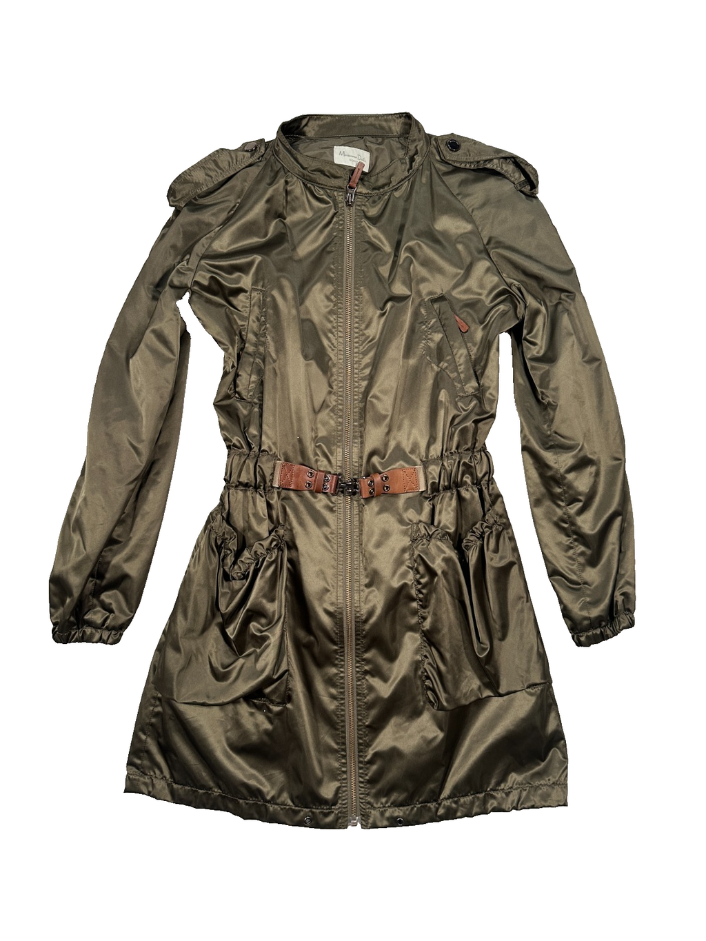 Massimo Dutti Woman Olive Green Utility Parka Jacket – Size M – Zip Front, Ragla