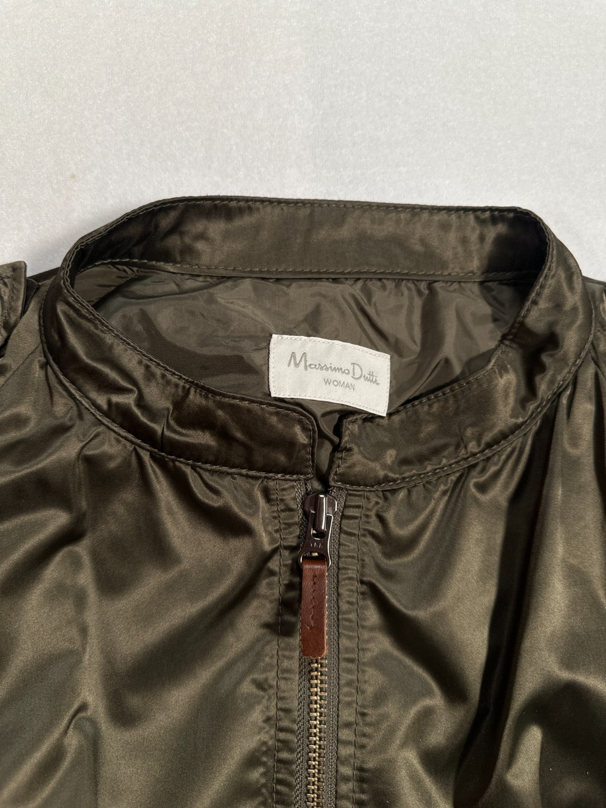 Massimo Dutti Woman Olive Green Utility Parka Jacket – Size M – Zip Front, Ragla