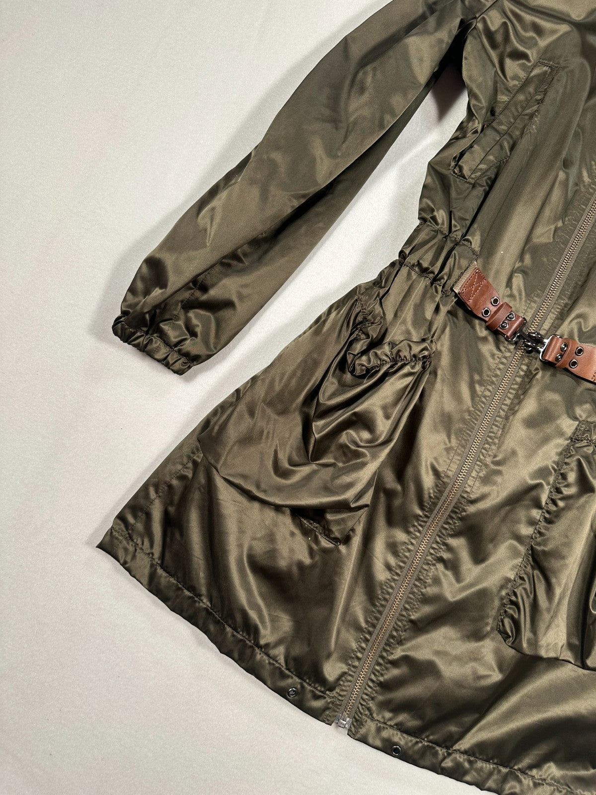 Massimo Dutti Woman Olive Green Utility Parka Jacket – Size M – Zip Front, Ragla