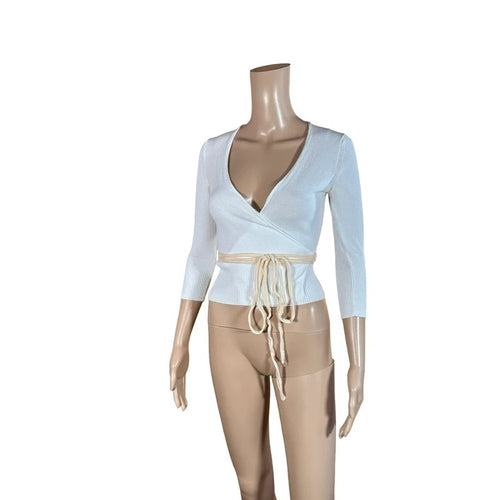 Cardigan Stefanel incrociato bianco wrap around S