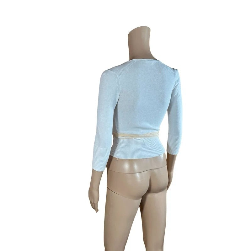 Cardigan Stefanel incrociato bianco wrap around S