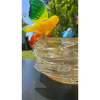 Murano Glass Bird Bath Nest Bowl 5 Multicolor Removable Songbirds Centerpiece