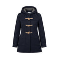 Women’s Wool Blend Duffle Coat – Navy Hooded Toggle Coat, Single-Breasted, Made in Italy Size M