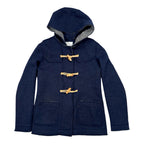 Women’s Wool Blend Duffle Coat – Navy Hooded Toggle Coat, Single-Breasted, Made in Italy Size M