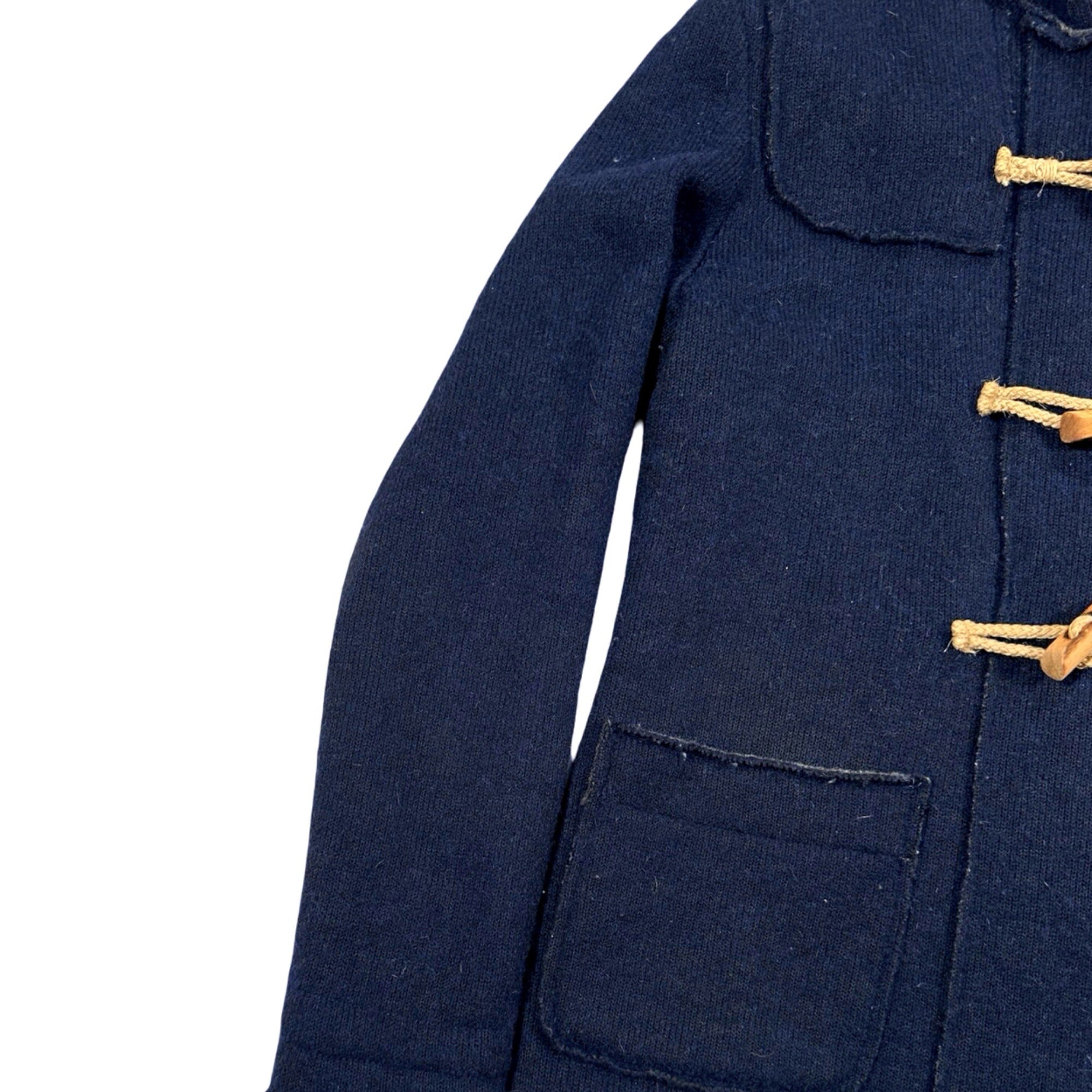 Women’s Wool Blend Duffle Coat – Navy Hooded Toggle Coat, Single-Breasted, Made in Italy Size M