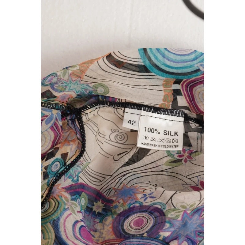 Copricostume Miss Bikini in seta con paillettes e stampa fantasia taglia M