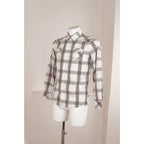 Camicia Vintage Blend Quadri Grigio Bianco Cotone Casual Uomo M