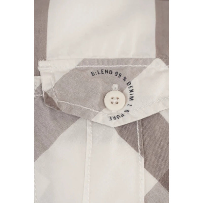 Camicia Vintage Blend Quadri Grigio Bianco Cotone Casual Uomo M
