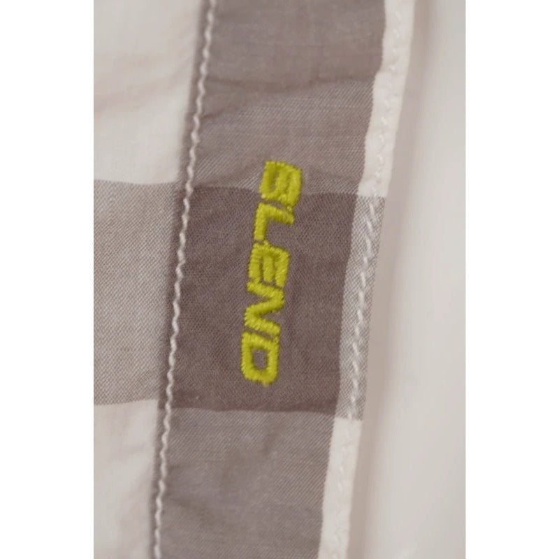 Camicia Vintage Blend Quadri Grigio Bianco Cotone Casual Uomo M