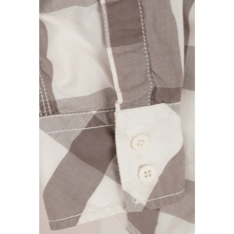 Camicia Vintage Blend Quadri Grigio Bianco Cotone Casual Uomo M