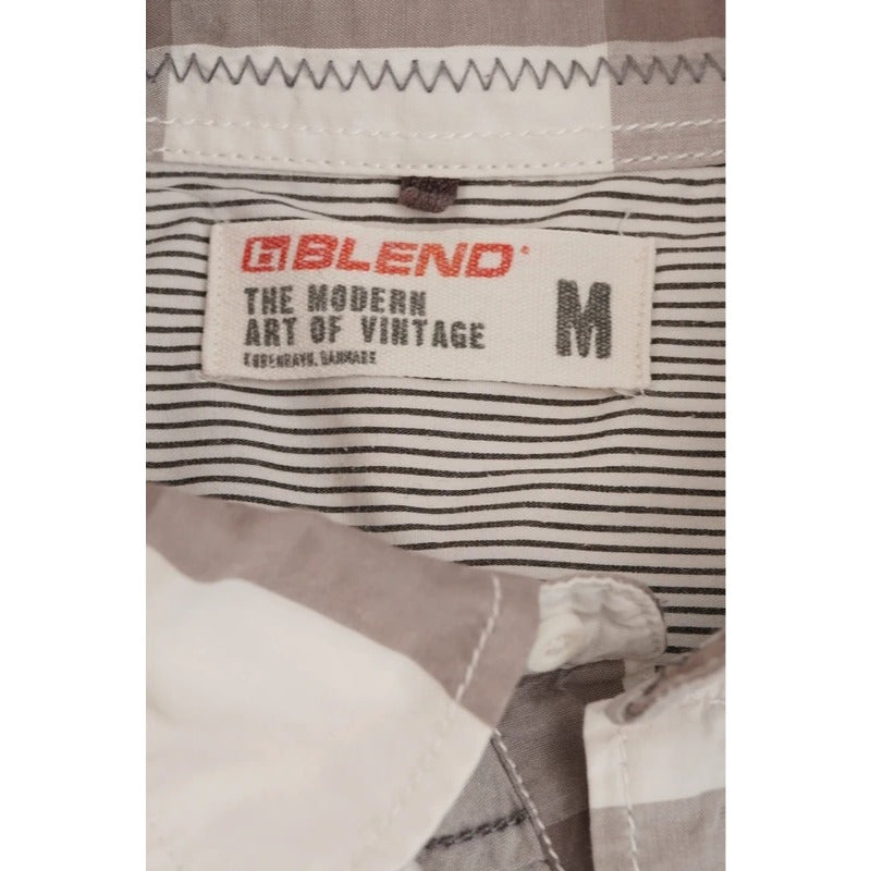 Camicia Vintage Blend Quadri Grigio Bianco Cotone Casual Uomo M