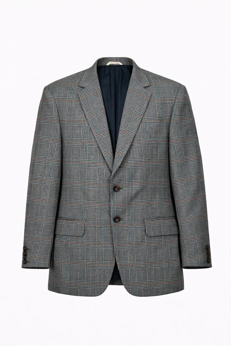 Blazer in lana e cashmere a quadri vintage Stradivari – Prodotto in Italia, giacca da uomo su misura, taglia M 