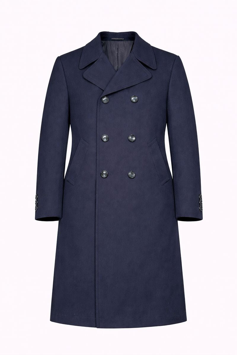Vintage Navy Double-Breasted Overcoat – Size IT 52 / M – Long Tailored Coat
