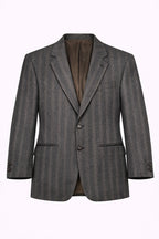 Vintage Bianchi Grey Herringbone Wool Blazer – Single-Breasted, Notch Lapel, Made in Italy