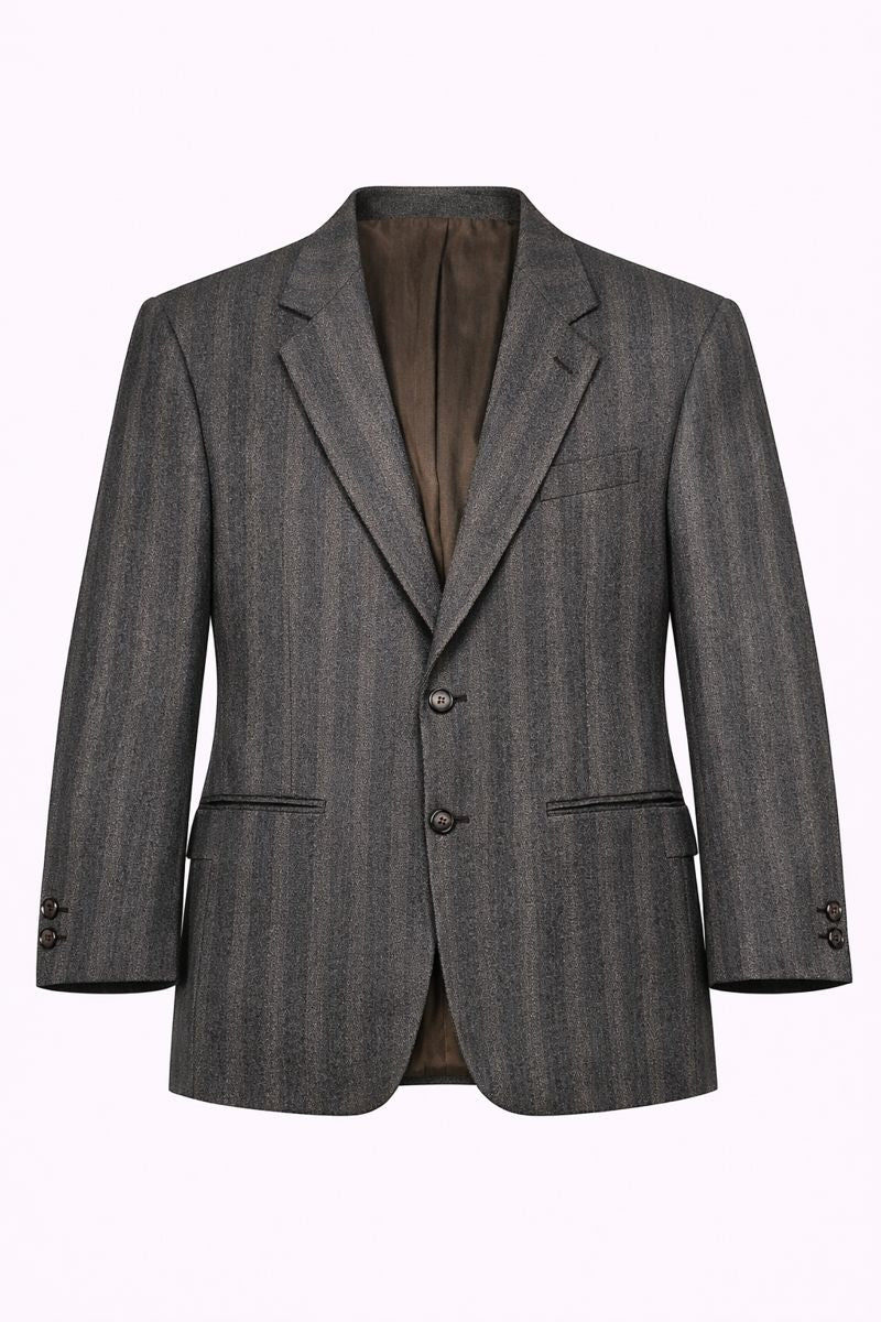 Blazer vintage in lana a spina di pesce grigio Bianchi – monopetto, revers a lancia, prodotto in Italia