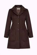Woman's Agnona Vintage Brown Wool Coat – Single-Breasted Tailored Long Coat, Made in Italy (IT 40 / S)