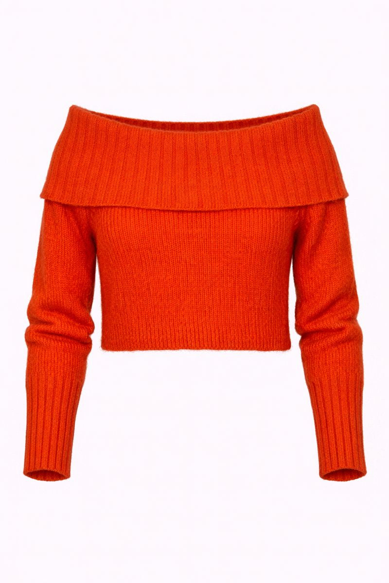Maglione corto in maglia di misto mohair arancione McQ Alexander McQueen XS