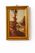 Vintage 1980s Italian Landscape Print – Made in Italy , Gilt Wooden Frame