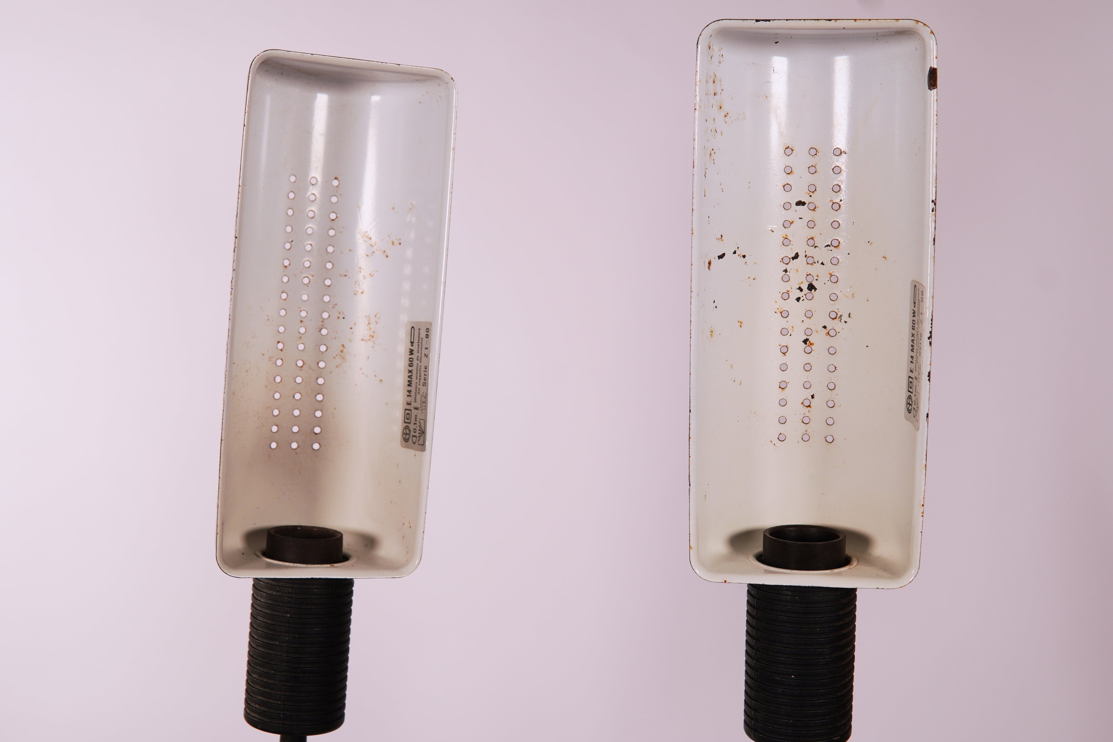 Lampade da tavolo/terra regolabili in metallo vintage industriali – Coppia (circa anni '70-'80)