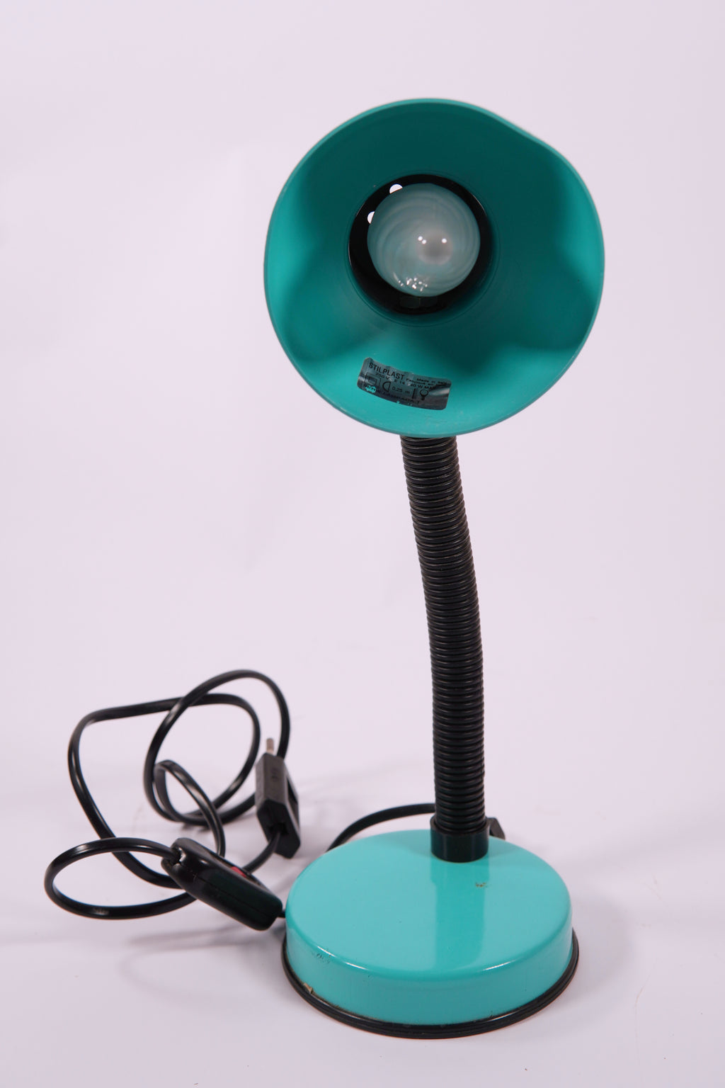 Vintage 1980s Stillplast Turquoise Desk Lamp – Sculptural Adjustable Design, Made in Italy