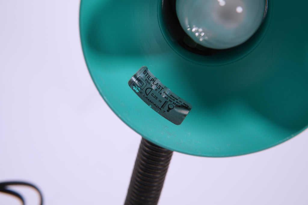 Vintage 1980s Stillplast Turquoise Desk Lamp – Sculptural Adjustable Design, Made in Italy