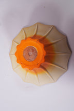 Vintage Ceramic Vase / Bowl – Orange to Cream Ombre, Scalloped Rim – Ø 28 cm