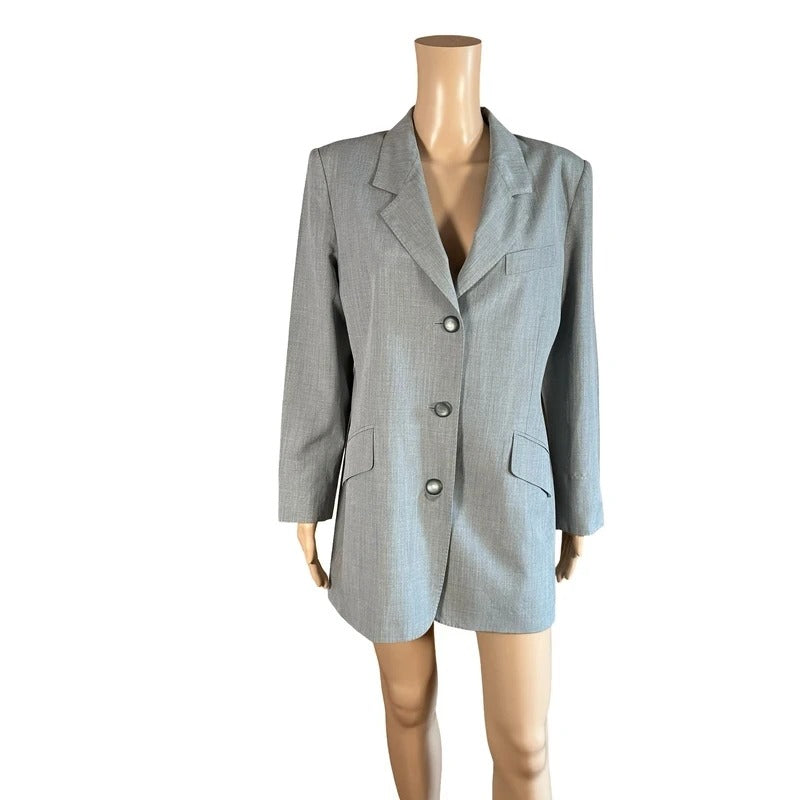 Vintage Max Mara blazer grigio lana seta Made in Italy IT  M/L