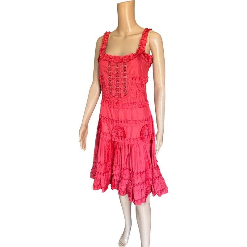 Abito vintage Blumarine in seta rosa acceso Made in Italy romantic Y2K M