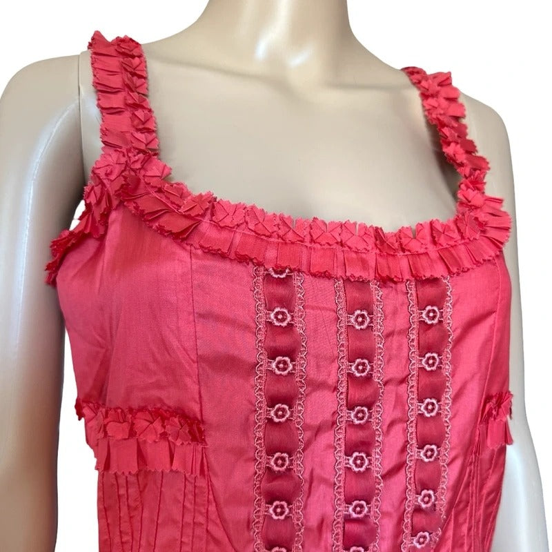 Abito vintage Blumarine in seta rosa acceso Made in Italy romantic Y2K M