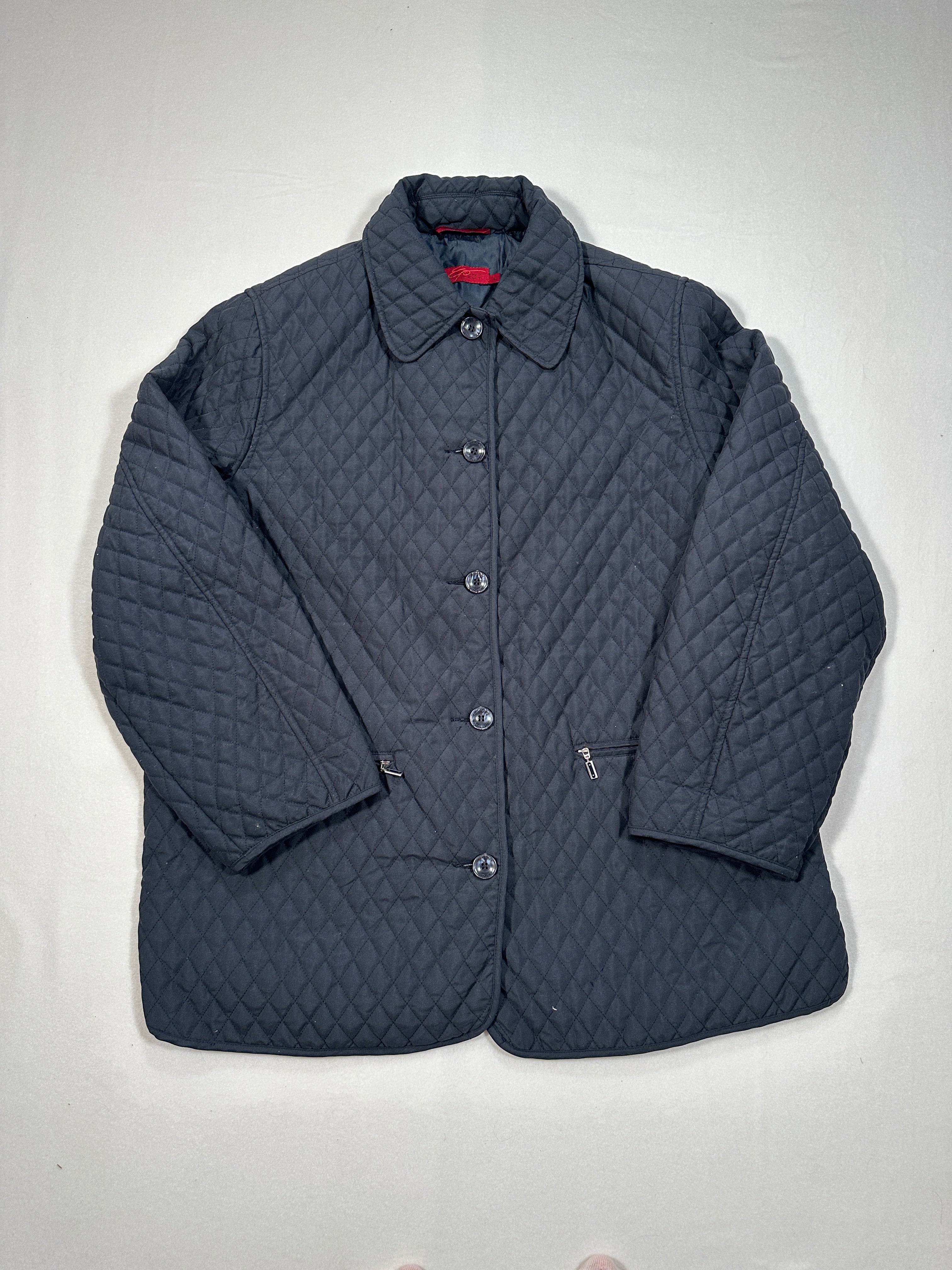 Giacca trapuntata Vintage Elegant Project – Cappotto in poliestere blu navy, taglia L 