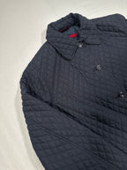 Vintage Elegant Project Quilted Jacket – Navy Blue Polyester Coat Size L