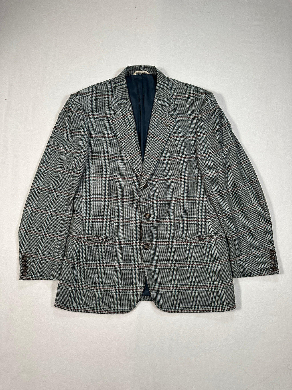 Stradivari Vintage Plaid Wool & Cashmere Blazer – Made in Italy, Tailored Man Jacket Size M