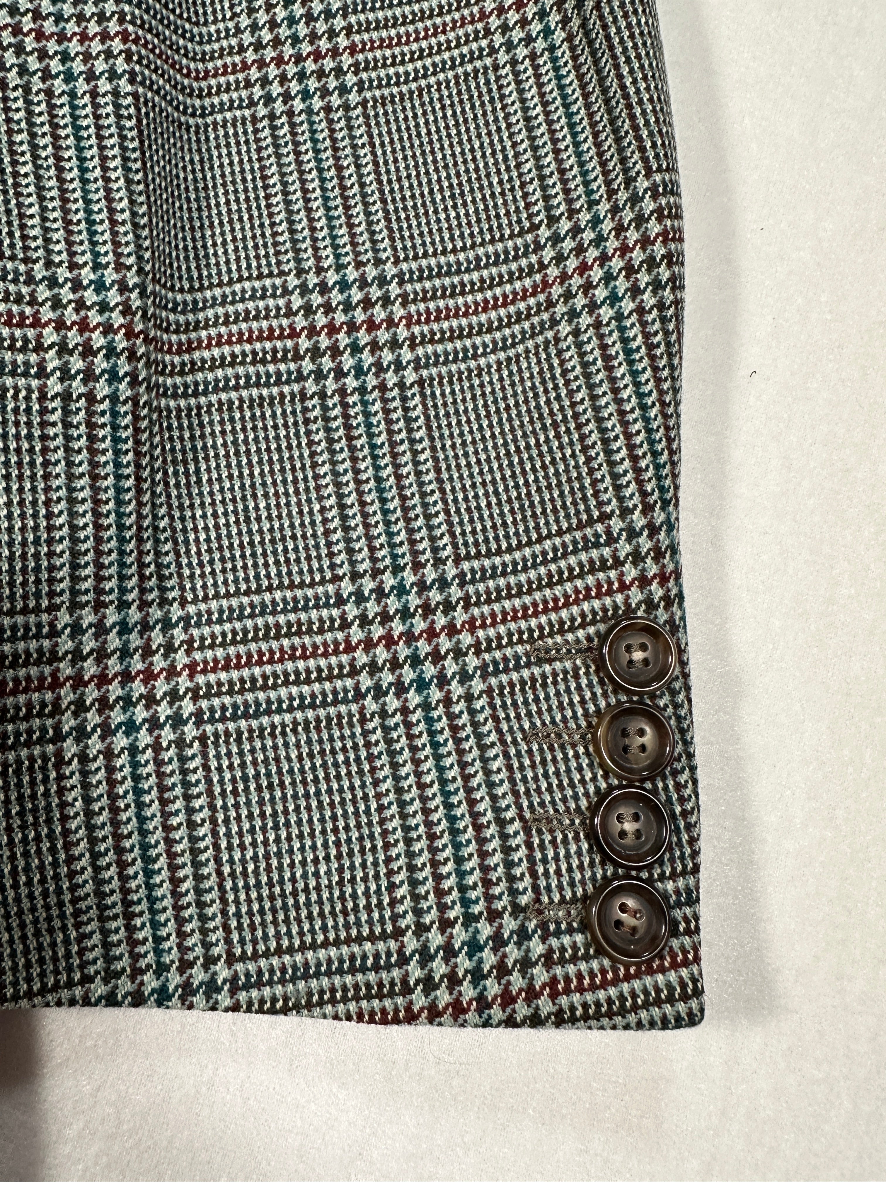 Blazer in lana e cashmere a quadri vintage Stradivari – Prodotto in Italia, giacca da uomo su misura, taglia M 