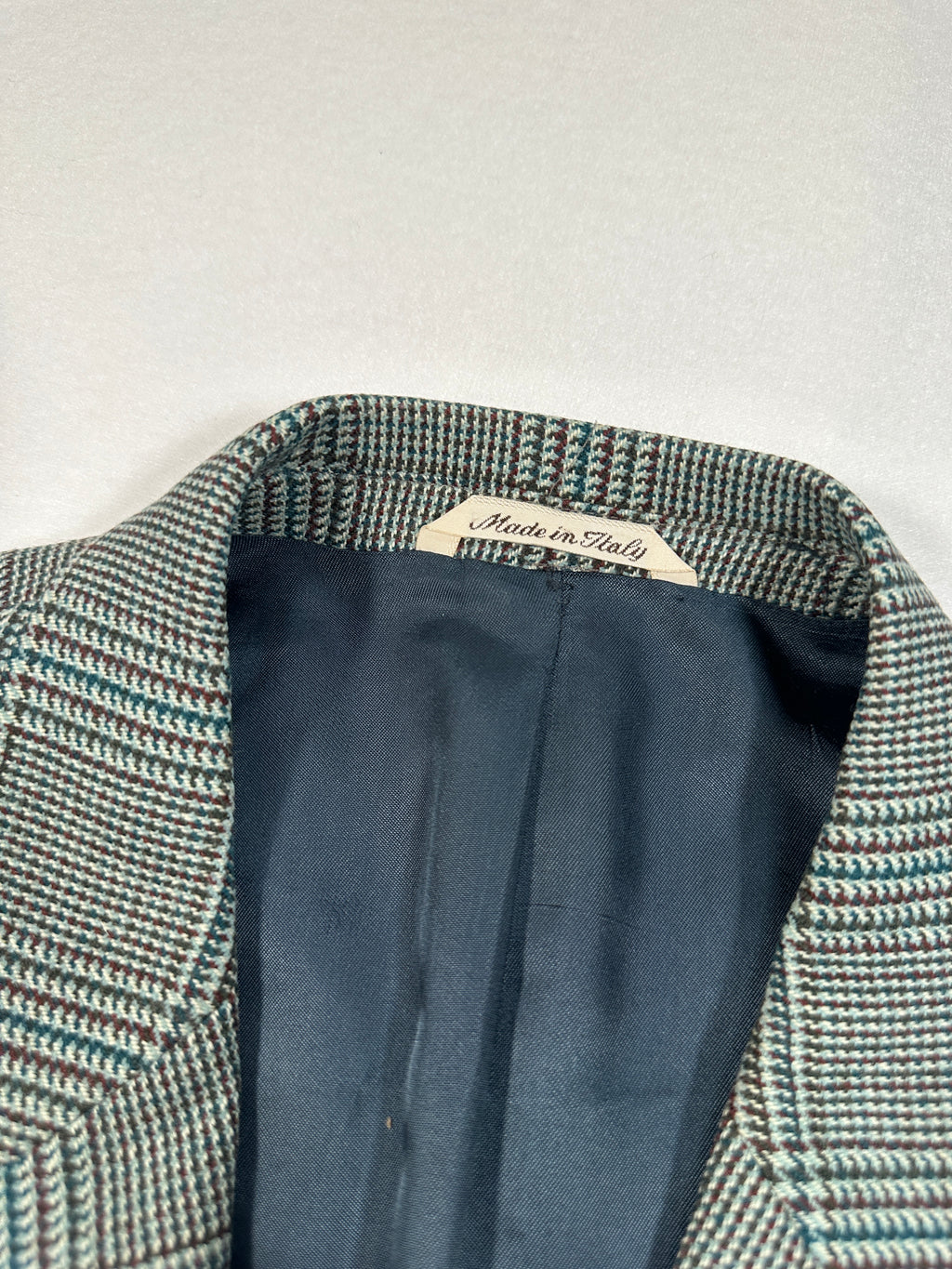 Stradivari Vintage Plaid Wool & Cashmere Blazer – Made in Italy, Tailored Man Jacket Size M