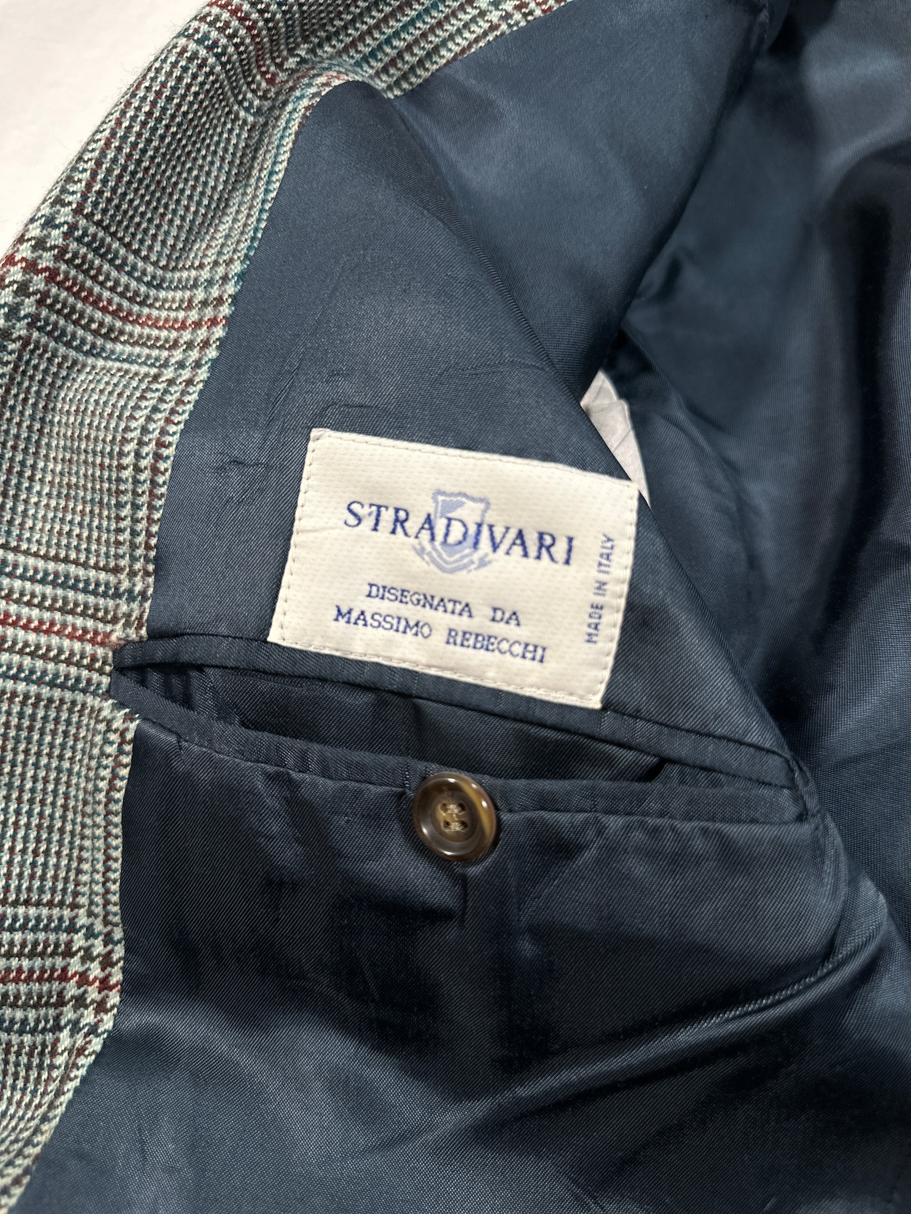 Blazer in lana e cashmere a quadri vintage Stradivari – Prodotto in Italia, giacca da uomo su misura, taglia M 
