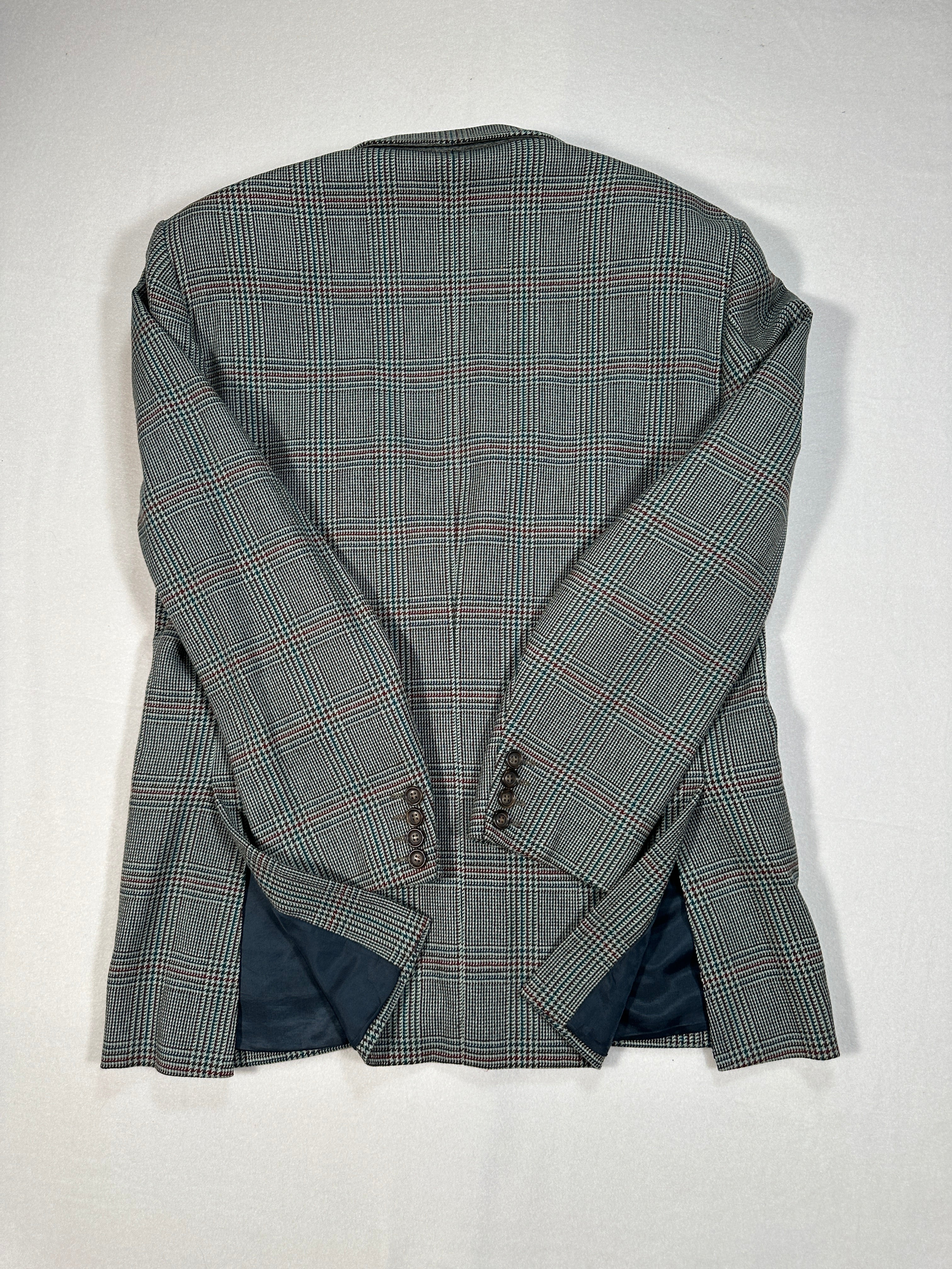 Stradivari Vintage Plaid Wool & Cashmere Blazer – Made in Italy, Tailored Man Jacket Size M