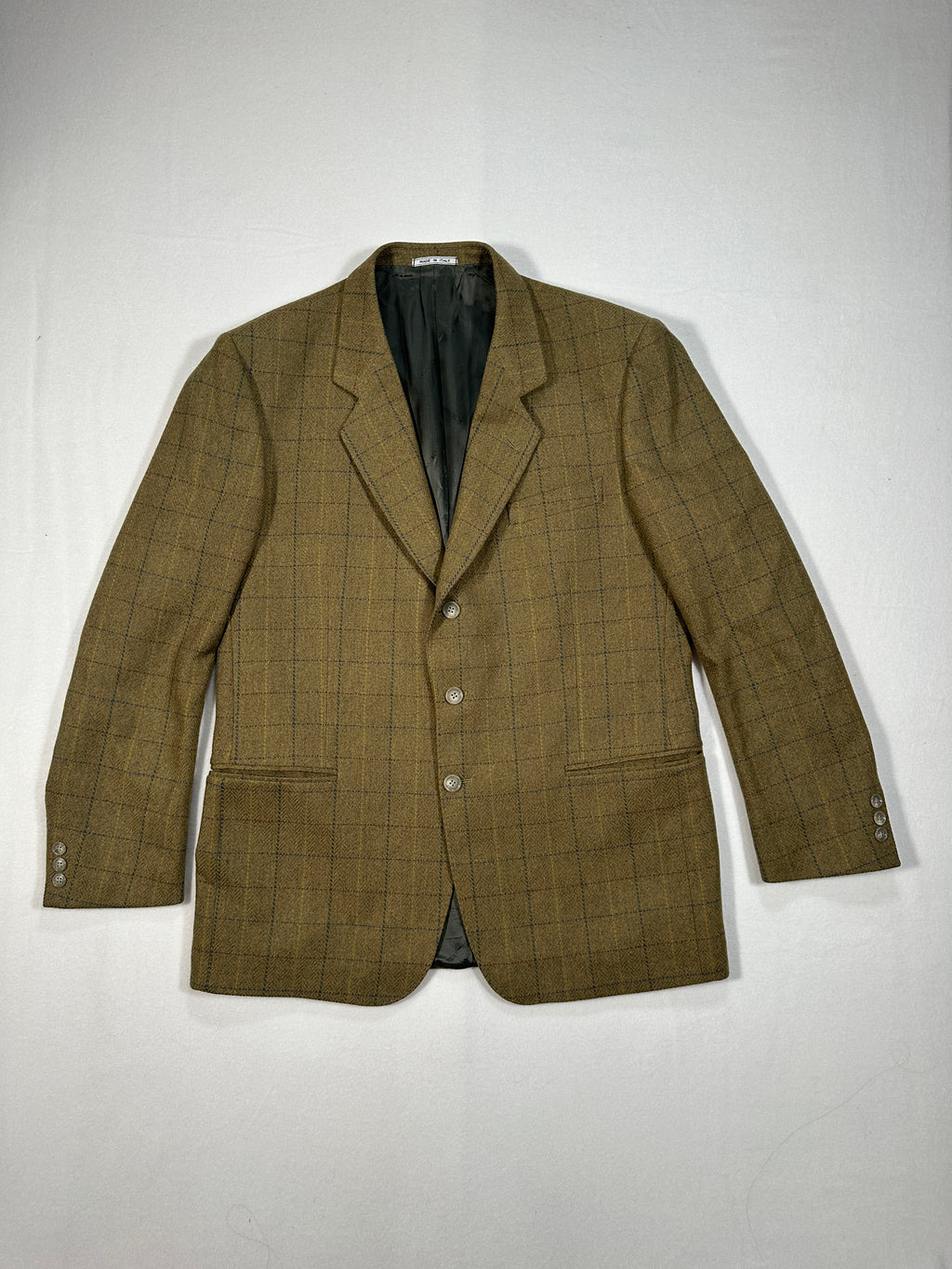 Ginalebole Vintage Men’s Tweed Blazer IT 52 / L – Wool Cashmere Check Jacket, Made in Italy