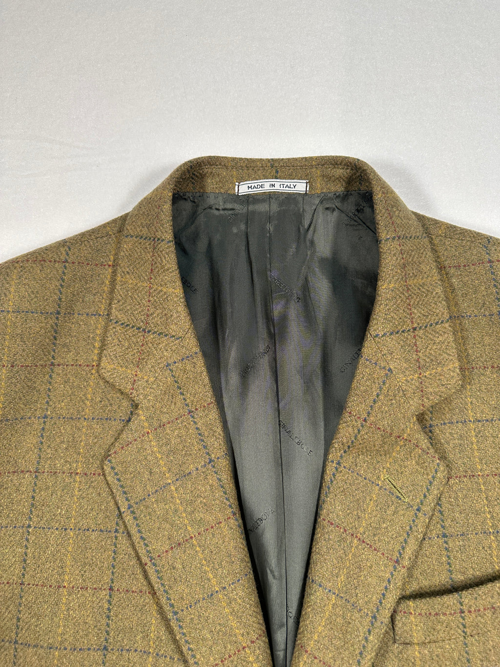 Ginalebole Vintage Men’s Tweed Blazer IT 52 / L – Wool Cashmere Check Jacket, Made in Italy