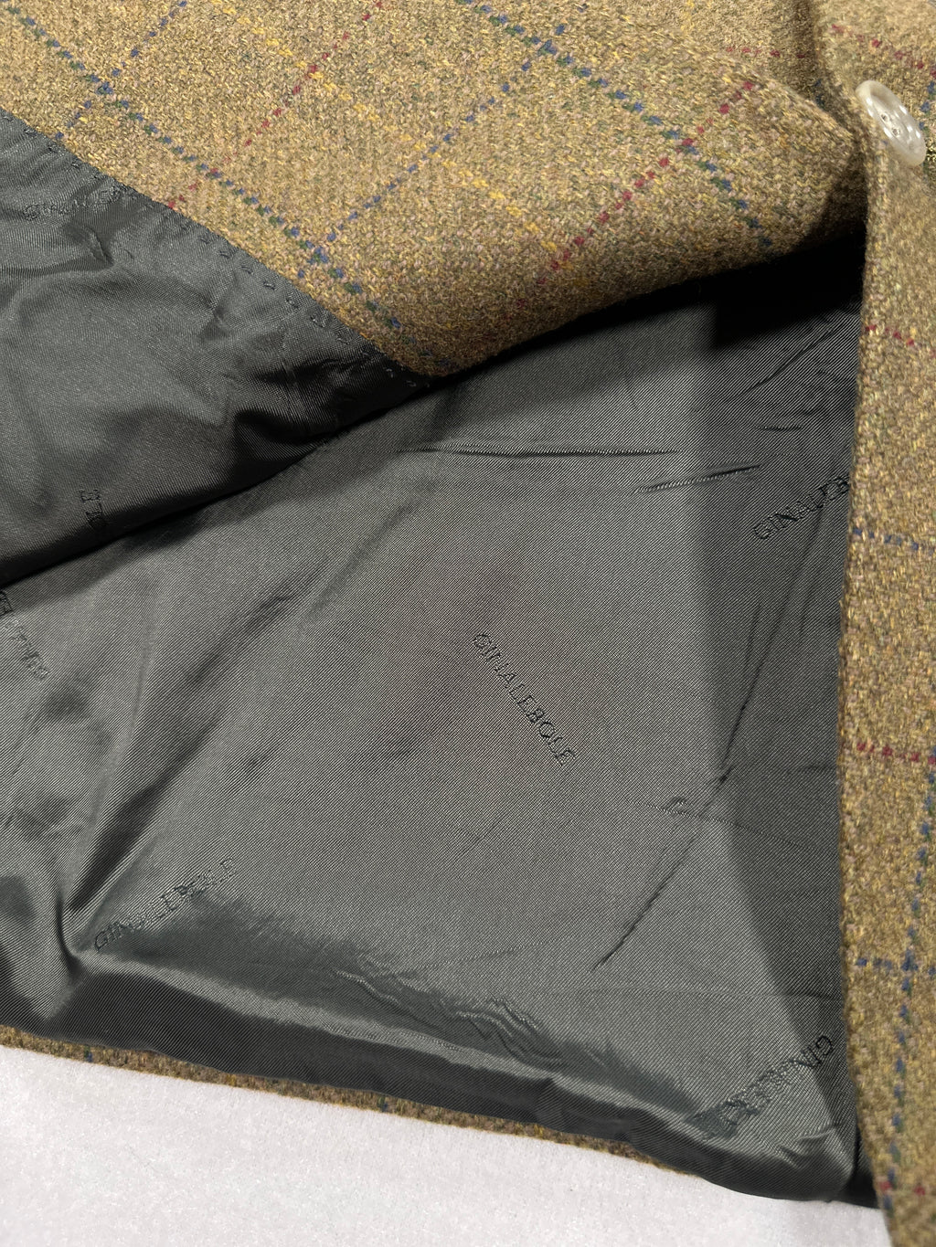 Ginalebole Vintage Men’s Tweed Blazer IT 52 / L – Wool Cashmere Check Jacket, Made in Italy