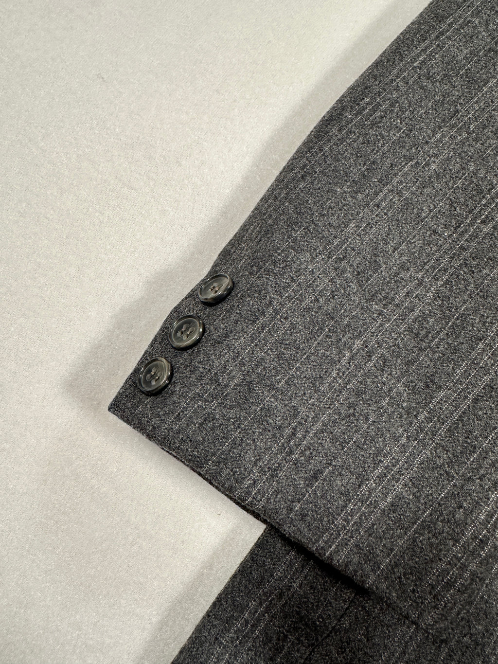 Vintage Italian Grey Wool Blazer IT 52  Single-Breasted Pinstripe Jacket, Made in Italy