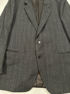 Vintage Italian Grey Wool Blazer IT 52  Single-Breasted Pinstripe Jacket, Made in Italy