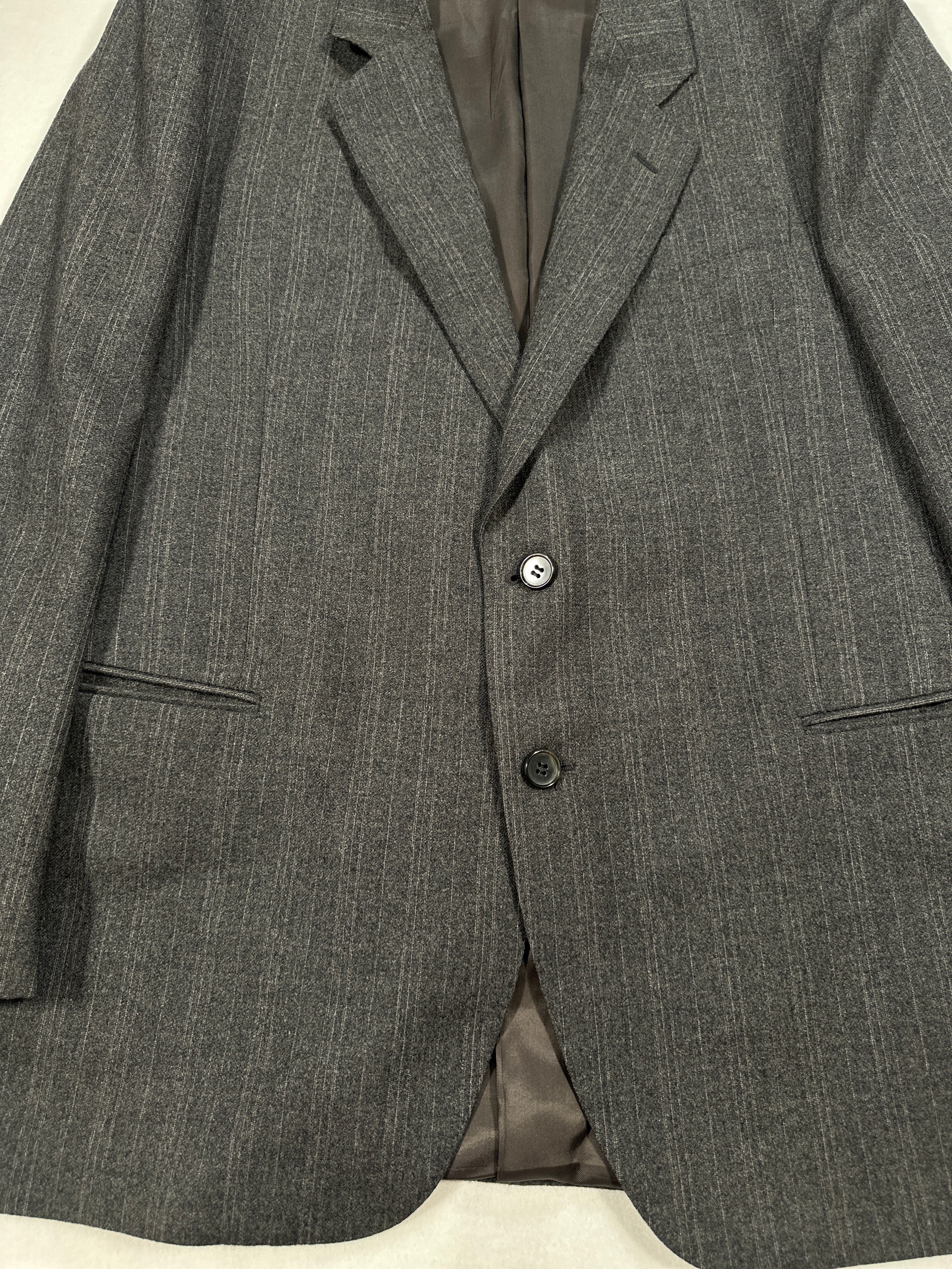 Blazer vintage in lana grigia italiana, taglia IT 52, monopetto, gessato, prodotto in Italia 
