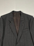 Vintage Italian Grey Wool Blazer IT 52  Single-Breasted Pinstripe Jacket, Made in Italy