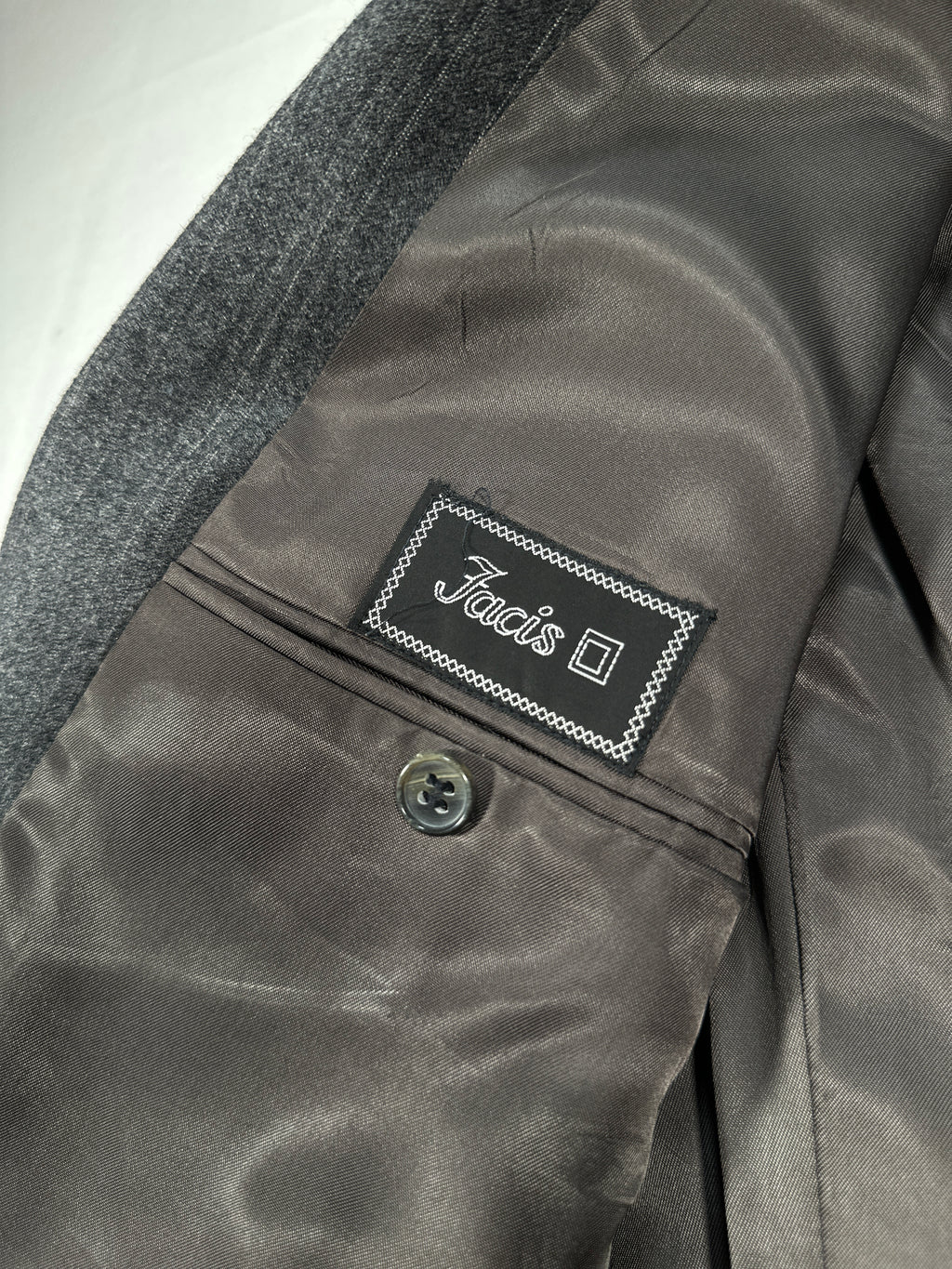 Vintage Italian Grey Wool Blazer IT 52  Single-Breasted Pinstripe Jacket, Made in Italy