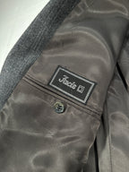 Vintage Italian Grey Wool Blazer IT 52  Single-Breasted Pinstripe Jacket, Made in Italy