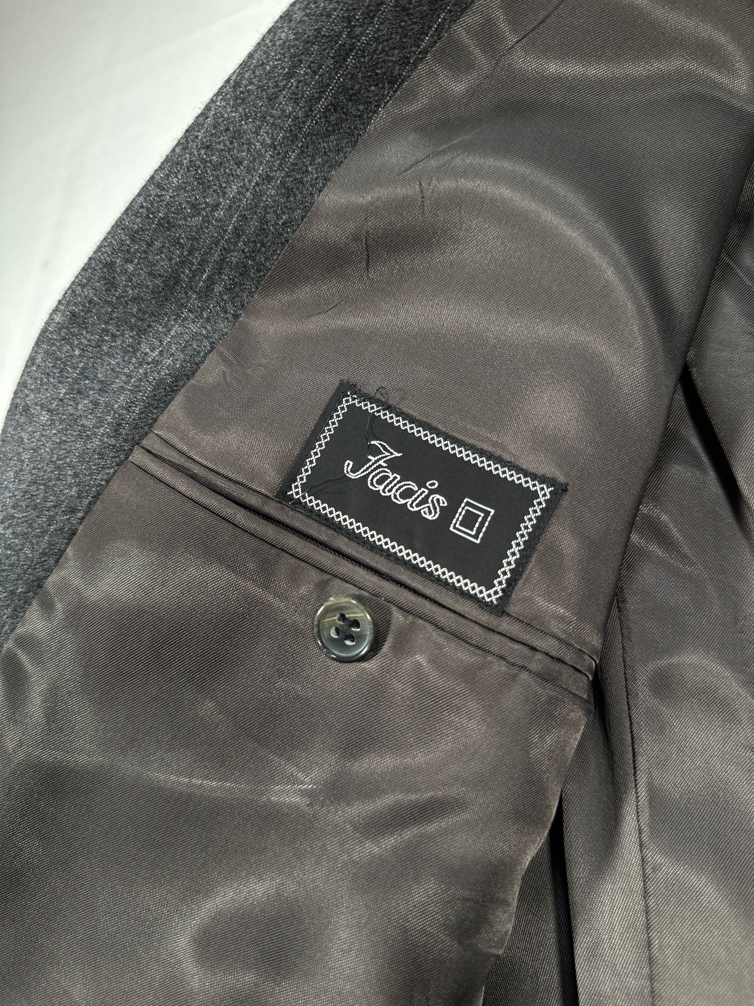 Vintage Italian Grey Wool Blazer IT 52  Single-Breasted Pinstripe Jacket, Made in Italy