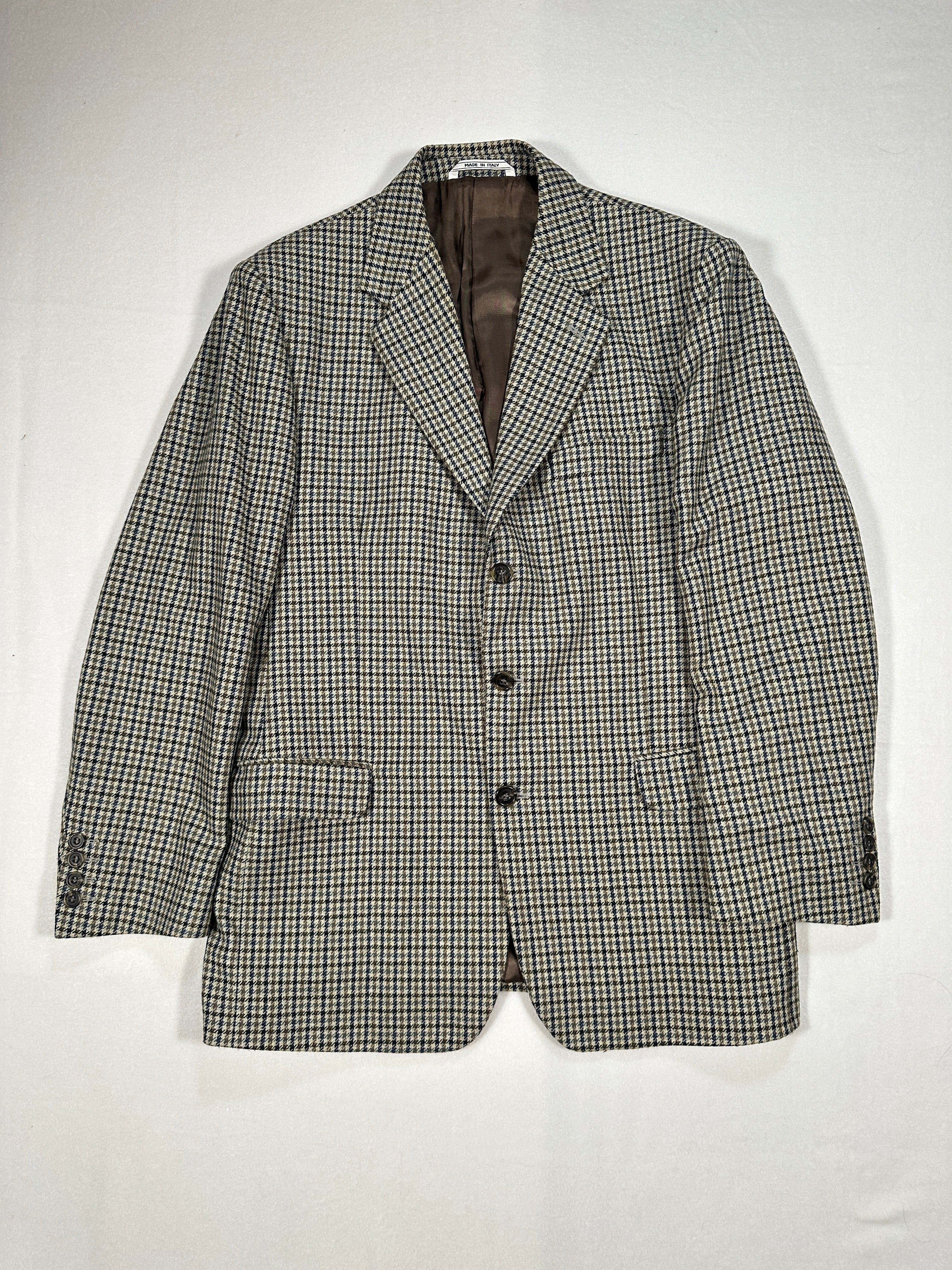 Blazer monopetto da uomo Vintage Centro Storico in misto lana, taglia IT 50 (M/L), pied de poule, prodotto in Italia 